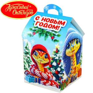 Сладкий подарок на Новый Год в картонной упаковке весом 600 грамм по цене 654 руб в Астрахани