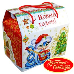 Детский новогодний подарок в картонной упаковке весом 950 грамм по цене 1108 руб в Астрахани